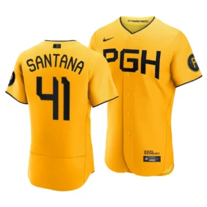 Carlos Santana Pittsburgh Pirates 2023 City Connect Gold Authentic Jersey