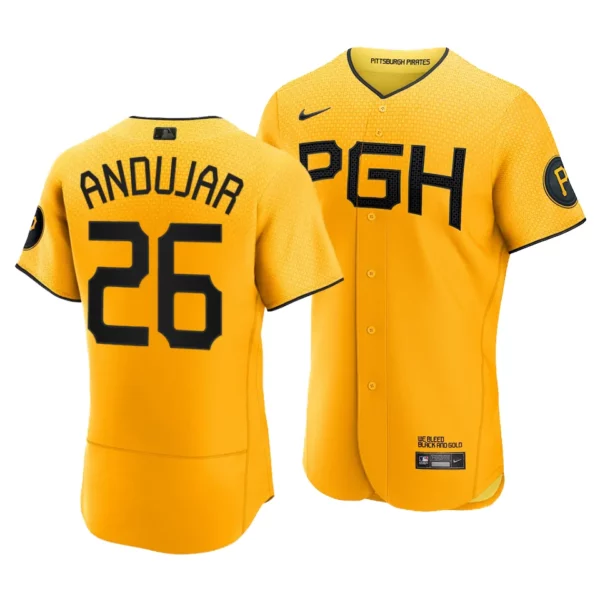 Miguel Andujar Pittsburgh Pirates 2023 City Connect Gold Authentic Jersey