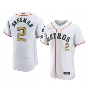 Alex Bregman Houston Astros White 2023 Gold Collection Authentic Jersey - Men's