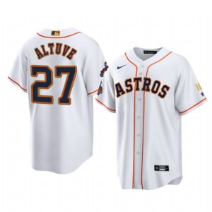 Jose Altuve Houston Astros White 2023 Gold Program Jersey - Men's