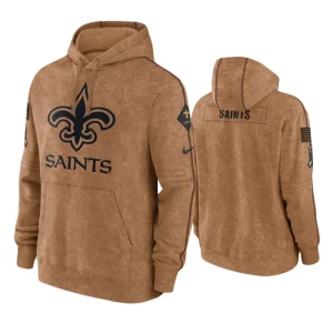 New Orleans Saints 2023 Salute To Service Brown Club Hoodie