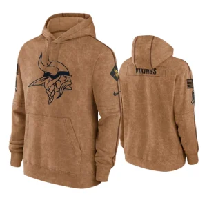 Minnesota Vikings 2023 Salute To Service Brown Club Hoodie