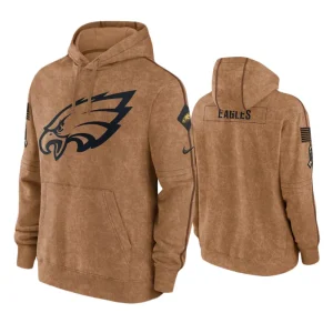 Philadelphia Eagles 2023 Salute To Service Brown Club Hoodie