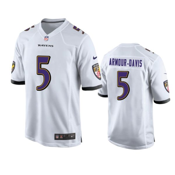 Jalyn Armour-Davis Baltimore Ravens White Game Jersey