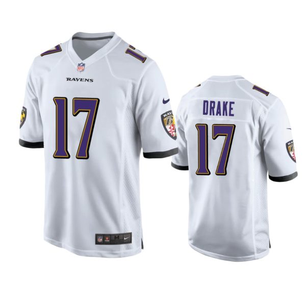 Kenyan Drake Baltimore Ravens White Game Jersey