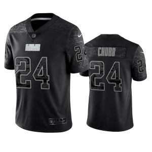 Nick Chubb Cleveland Browns Black Reflective Limited Jersey