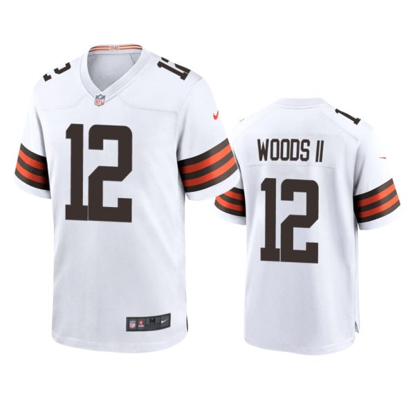 Michael Woods II Cleveland Browns White Game Jersey