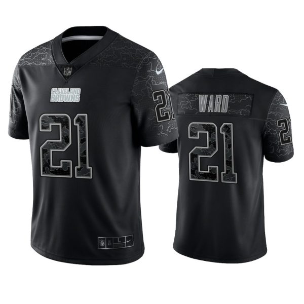 Denzel Ward Cleveland Browns Black Reflective Limited Jersey