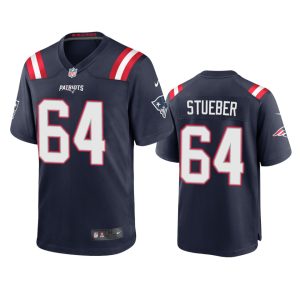 Andrew Stueber New England Patriots Navy Game Jersey