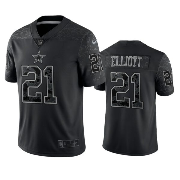 Ezekiel Elliott Dallas Cowboys Black Reflective Limited Jersey