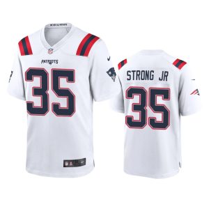 Pierre Strong Jr. New England Patriots White Game Jersey