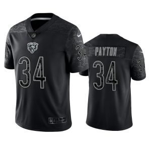 Walter Payton Chicago Bears Black Reflective Limited Jersey