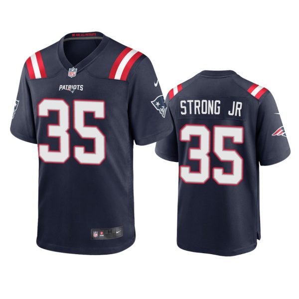 Pierre Strong Jr. New England Patriots Navy Game Jersey