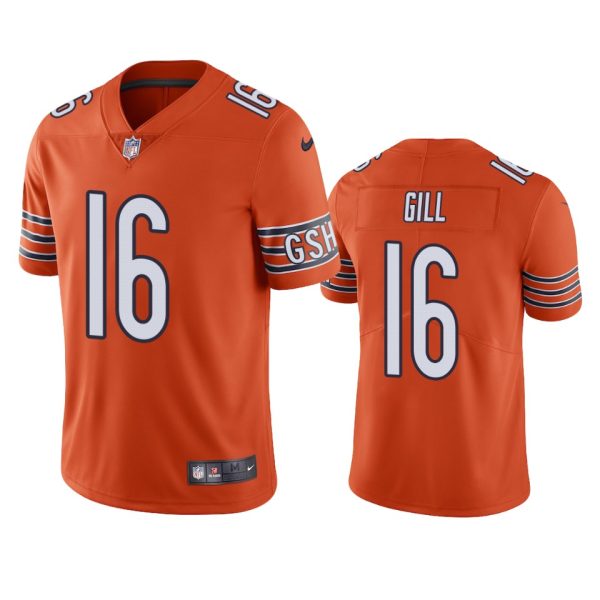Trenton Gill Chicago Bears Orange Vapor Limited Jersey