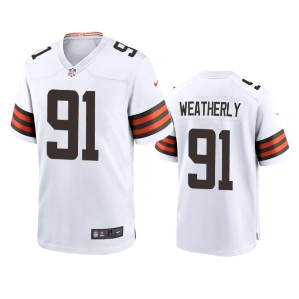 Stephen Weatherly Cleveland Browns White Game Jersey
