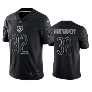 David Montgomery Chicago Bears Black Reflective Limited Jersey