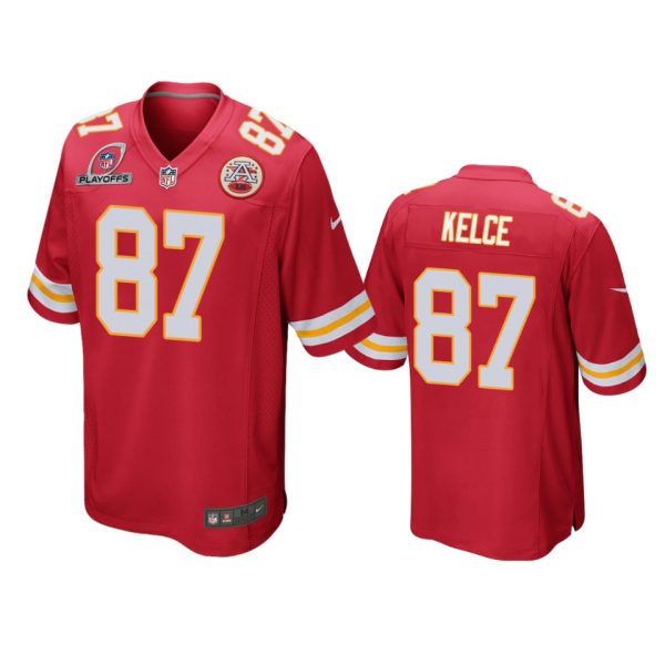 Travis Kelce Kansas City Chiefs Red 2021 NFL Playoffs Patch Jersey