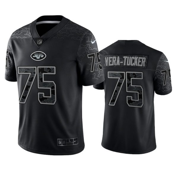 Alijah Vera-Tucker New York Jets Black Reflective Limited Jersey - Men's