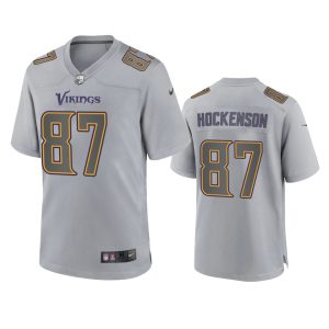 T.J. Hockenson Minnesota Vikings Gray Atmosphere Fashion Game Jersey