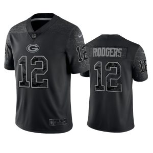 Aaron Rodgers Green Bay Packers Black Reflective Limited Jersey