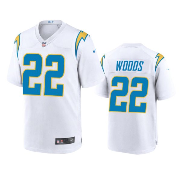 JT Woods Los Angeles Chargers White Game Jersey