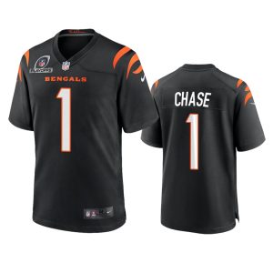 Ja'Marr Chase Cincinnati Bengals Black 2021 NFL Playoffs Patch Jersey