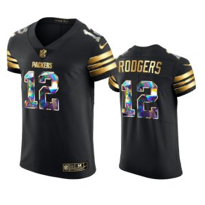 Aaron Rodgers Green Bay Packers Black 2021 NFL MVP Golden Edition Jersey