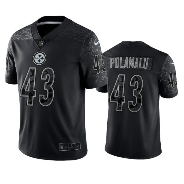 Troy Polamalu Pittsburgh Steelers Black Reflective Limited Jersey