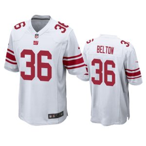 Dane Belton New York Giants White Game Jersey