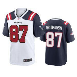 Rob Gronkowski Tampa Bay Buccaneers White Navy Split Game Jersey - Men's