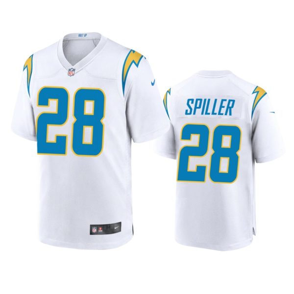 Isaiah Spiller Los Angeles Chargers White Game Jersey