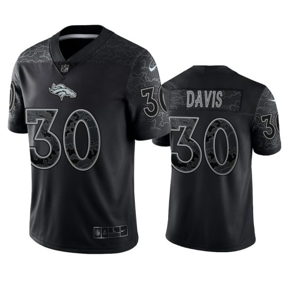 Terrell Davis Denver Broncos Black Reflective Limited Jersey