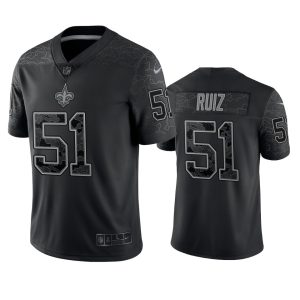 Cesar Ruiz New Orleans Saints Black Reflective Limited Jersey