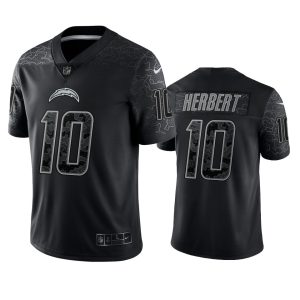 Justin Herbert Los Angeles Chargers Black Reflective Limited Jersey