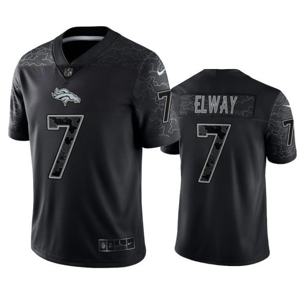 John Elway Denver Broncos Black Reflective Limited Jersey