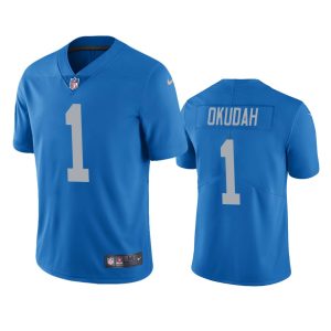 Jeff Okudah Detroit Lions Blue Vapor Limited Jersey