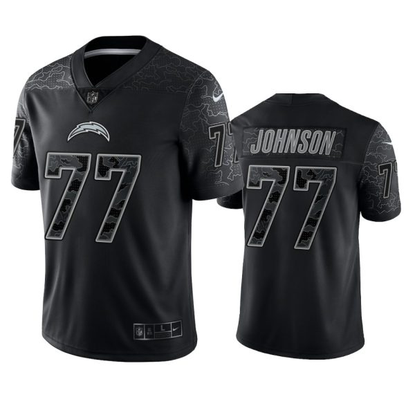 Zion Johnson Los Angeles Chargers Black Reflective Limited Jersey