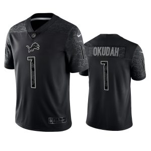 Jeff Okudah Detroit Lions Black Reflective Limited Jersey
