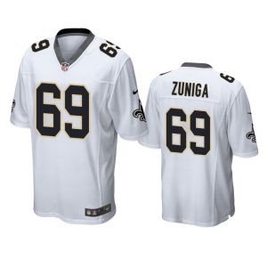 Jabari Zuniga New Orleans Saints White Game Jersey